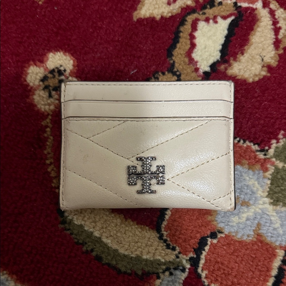 Tory Burch Ivory Quilted Card Holder
